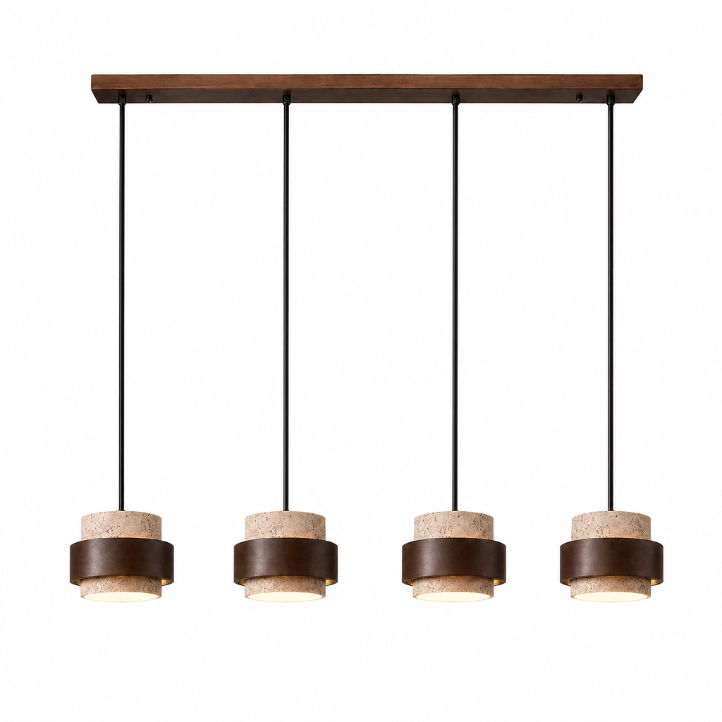 Modern Tiered Cylinder Travertine Pendant Light