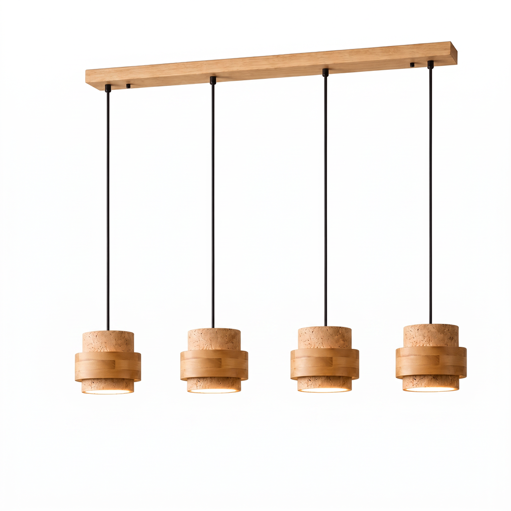 Modern Tiered Cylinder Travertine Pendant Light