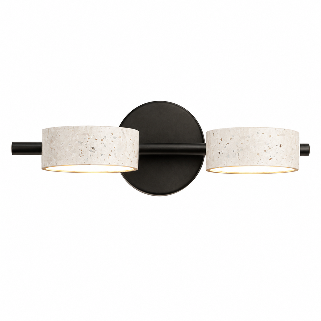 Modern Double Cylinder Travertine LED Vanity Wall Light