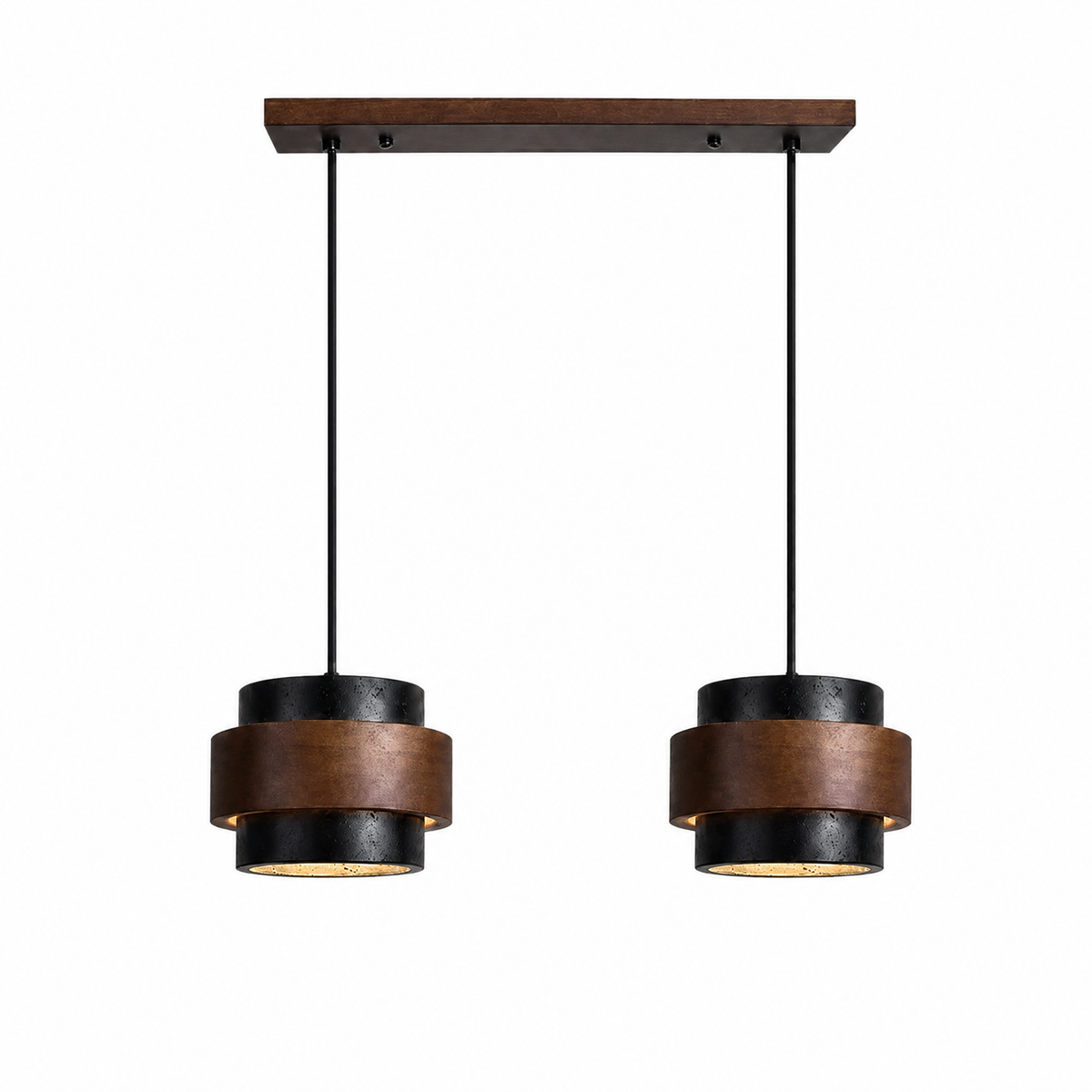 Modern Tiered Cylinder Travertine Pendant Light