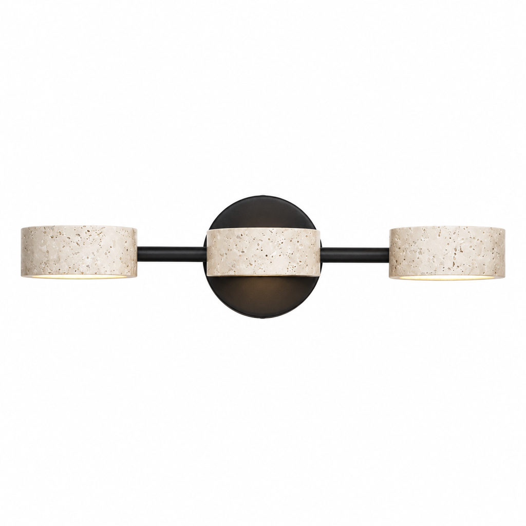 Modern Double Cylinder Travertine LED Vanity Wall Light