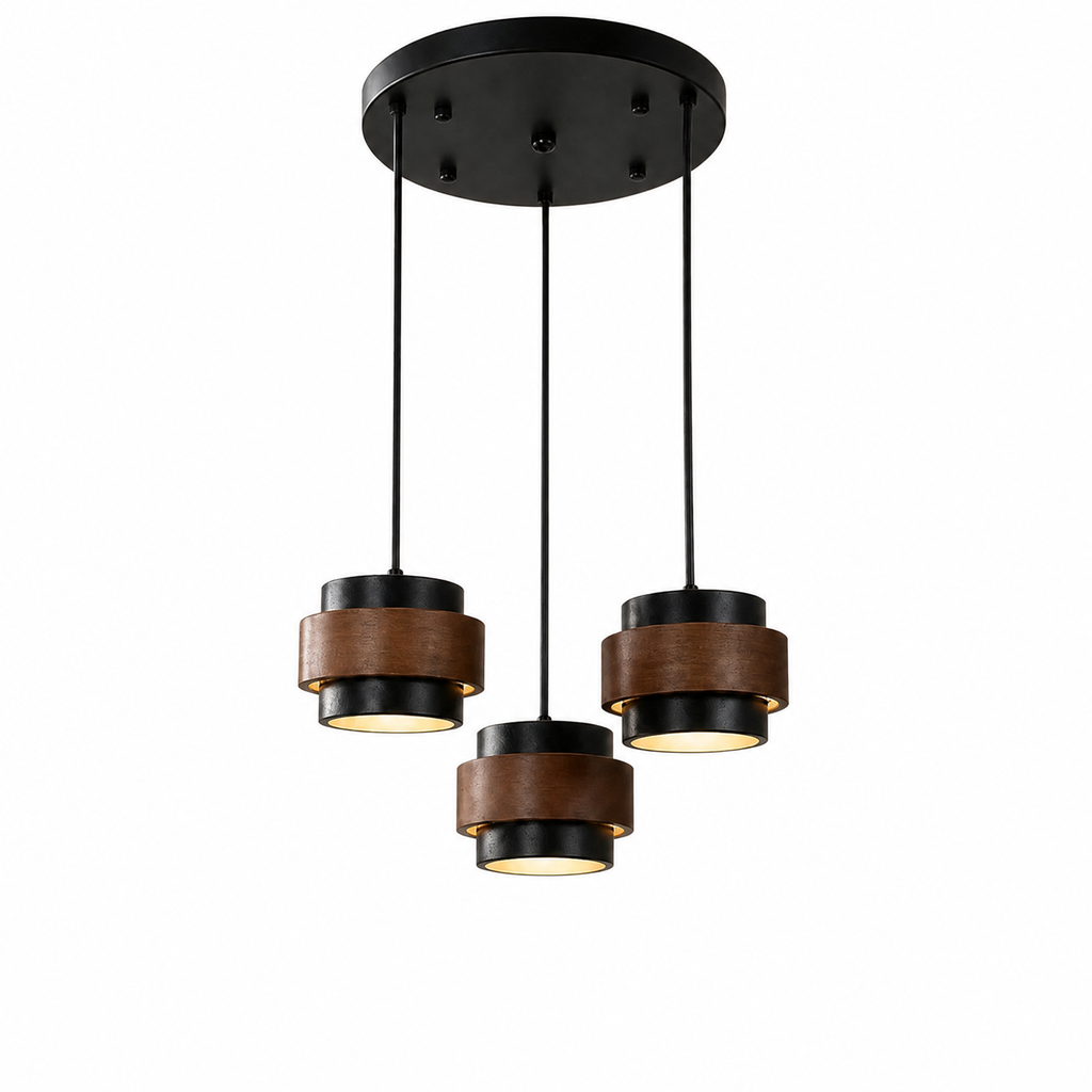 Modern Tiered Cylinder Travertine Pendant Light
