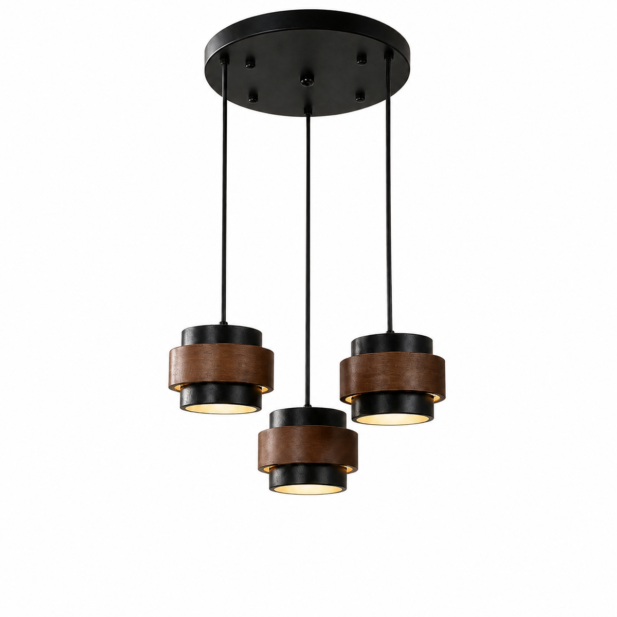 Modern Tiered Cylinder Travertine Pendant Light