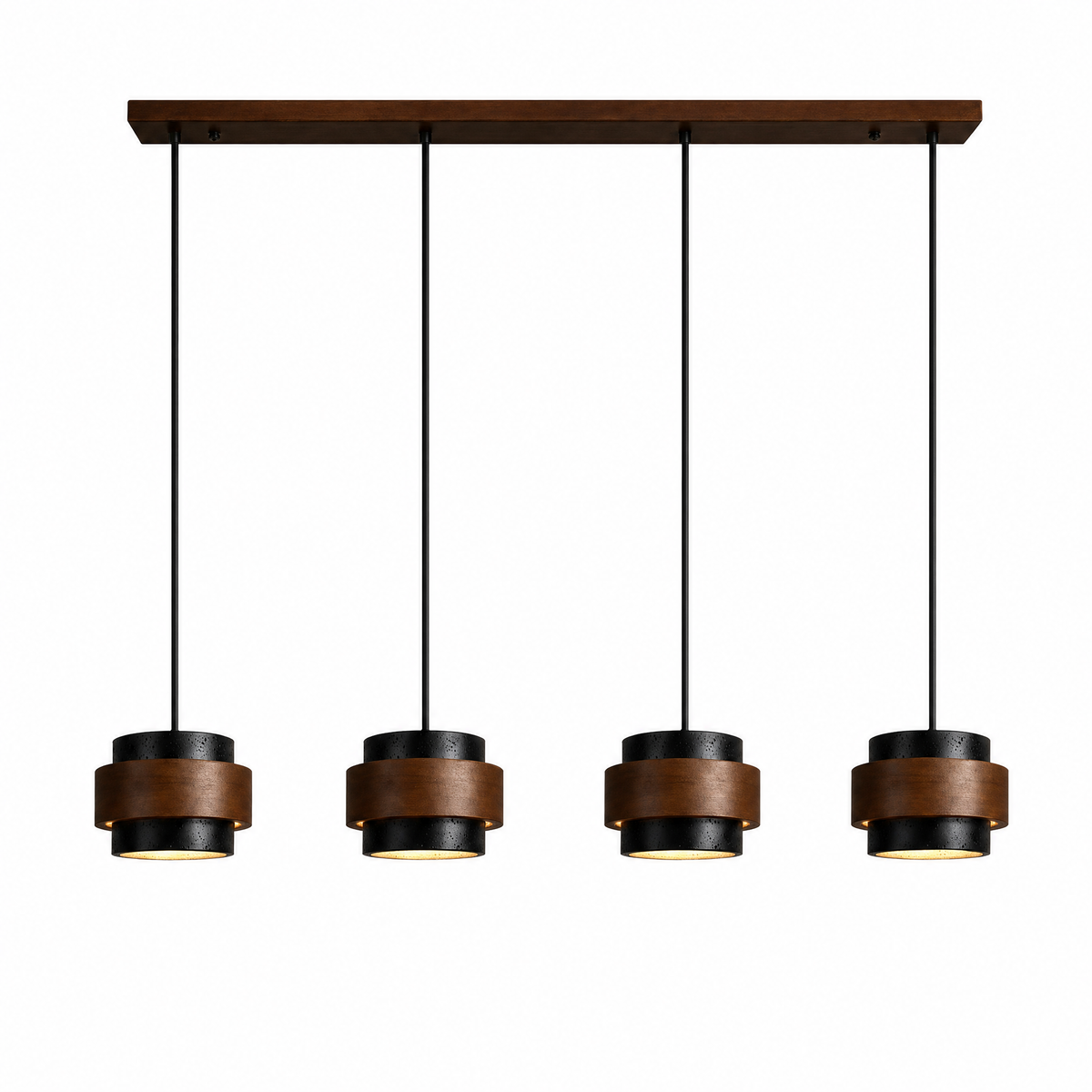 Modern Tiered Cylinder Travertine Pendant Light