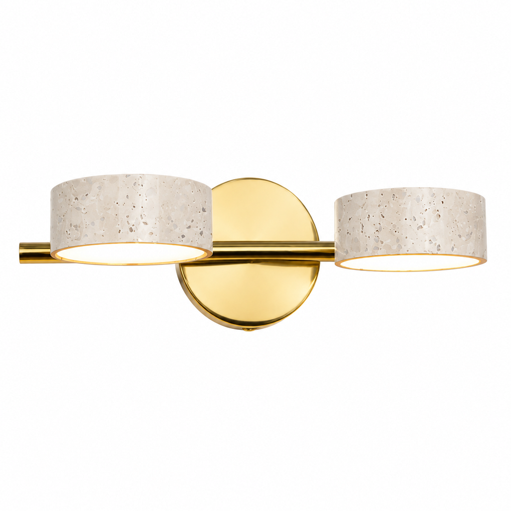 Modern Double Cylinder Travertine LED Vanity Wall Light