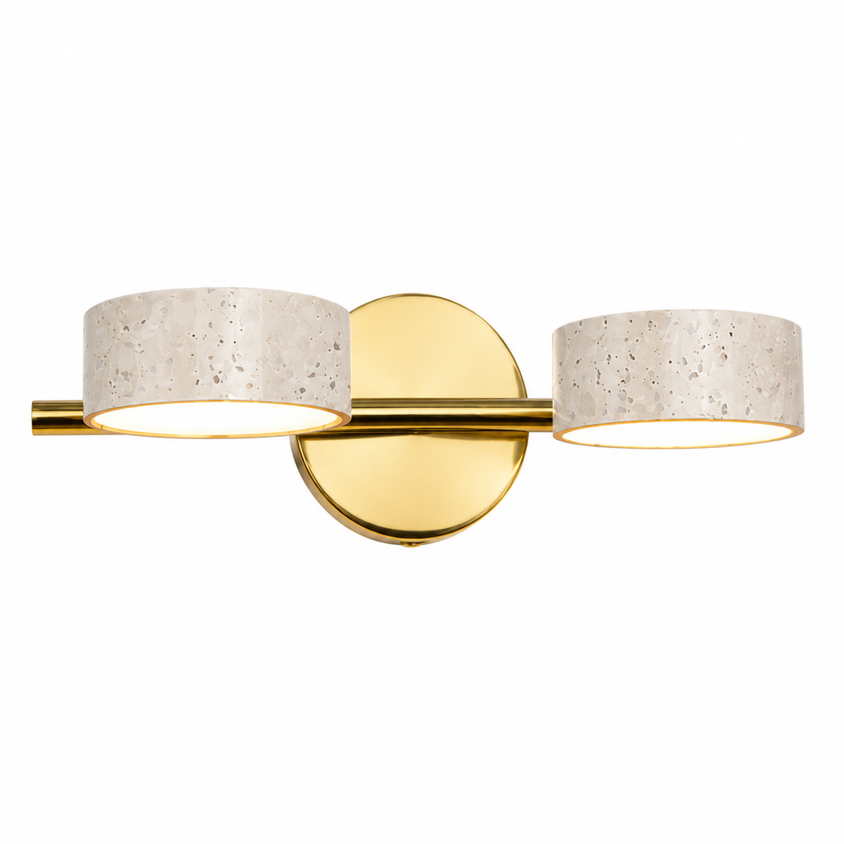 Modern Double Cylinder Travertine LED Vanity Wall Light