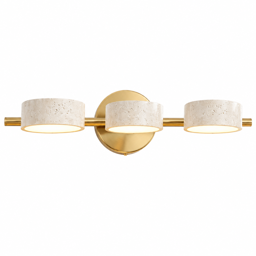 Modern Double Cylinder Travertine LED Vanity Wall Light