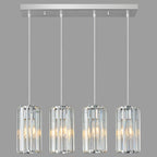 Minimalist Vertical Faceted Crystal Cylinder Pendant Light