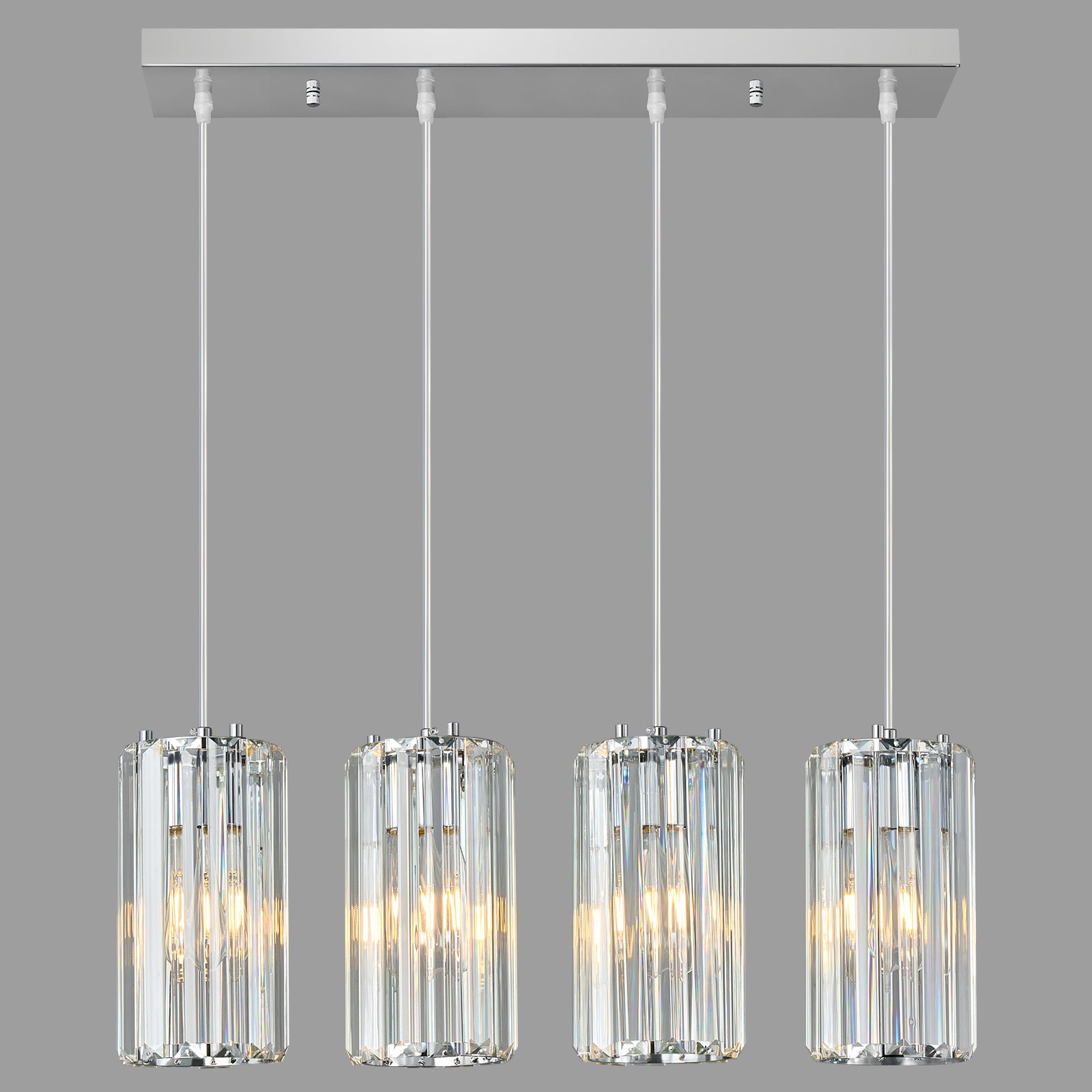 Minimalist Vertical Faceted Crystal Cylinder Pendant Light