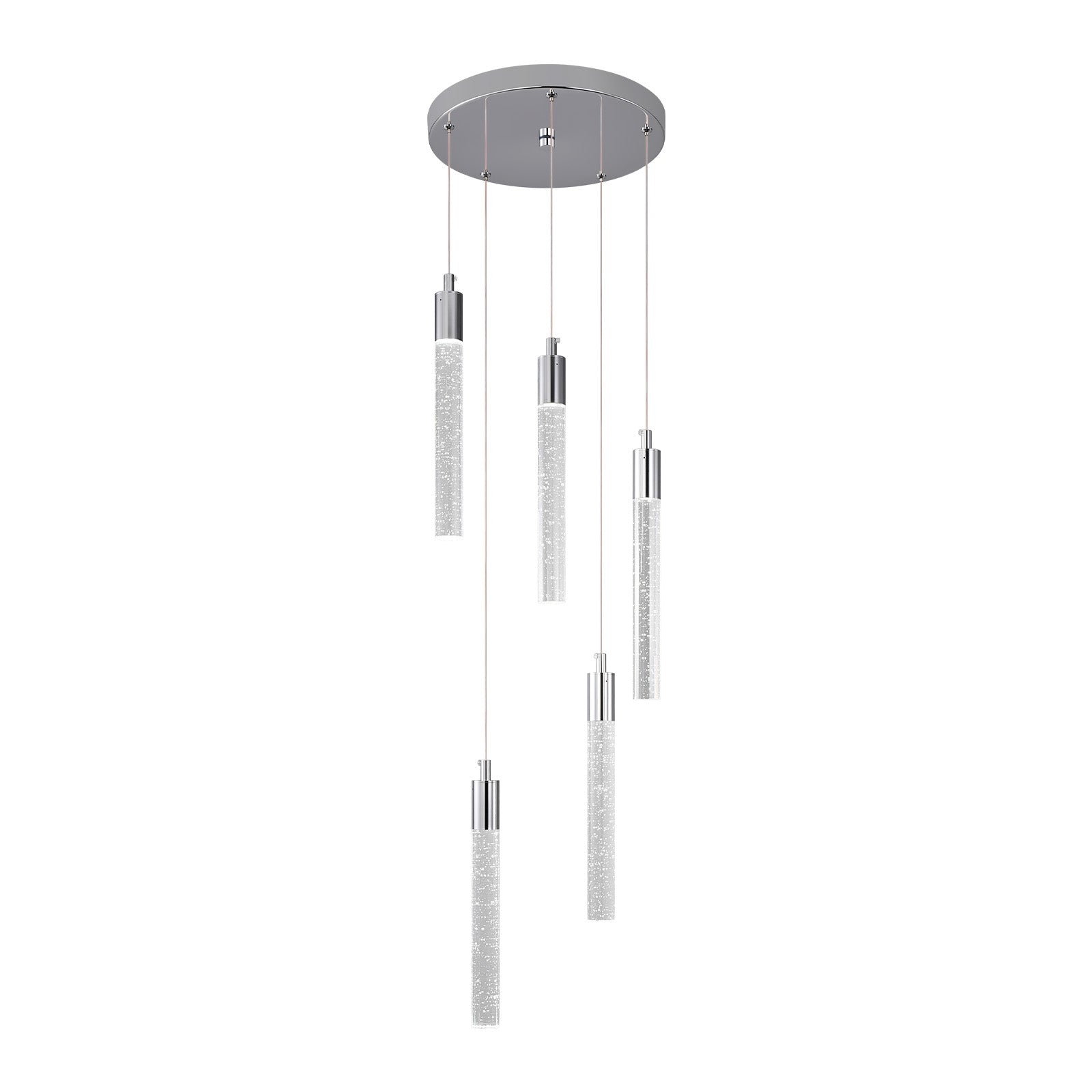 Modern Cylinder Bubble Linear Hanging Crystal LED Pendant Light