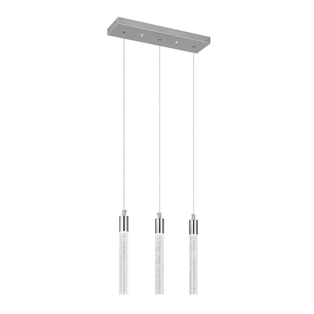Modern Cylinder Bubble Linear Hanging Crystal LED Pendant Light