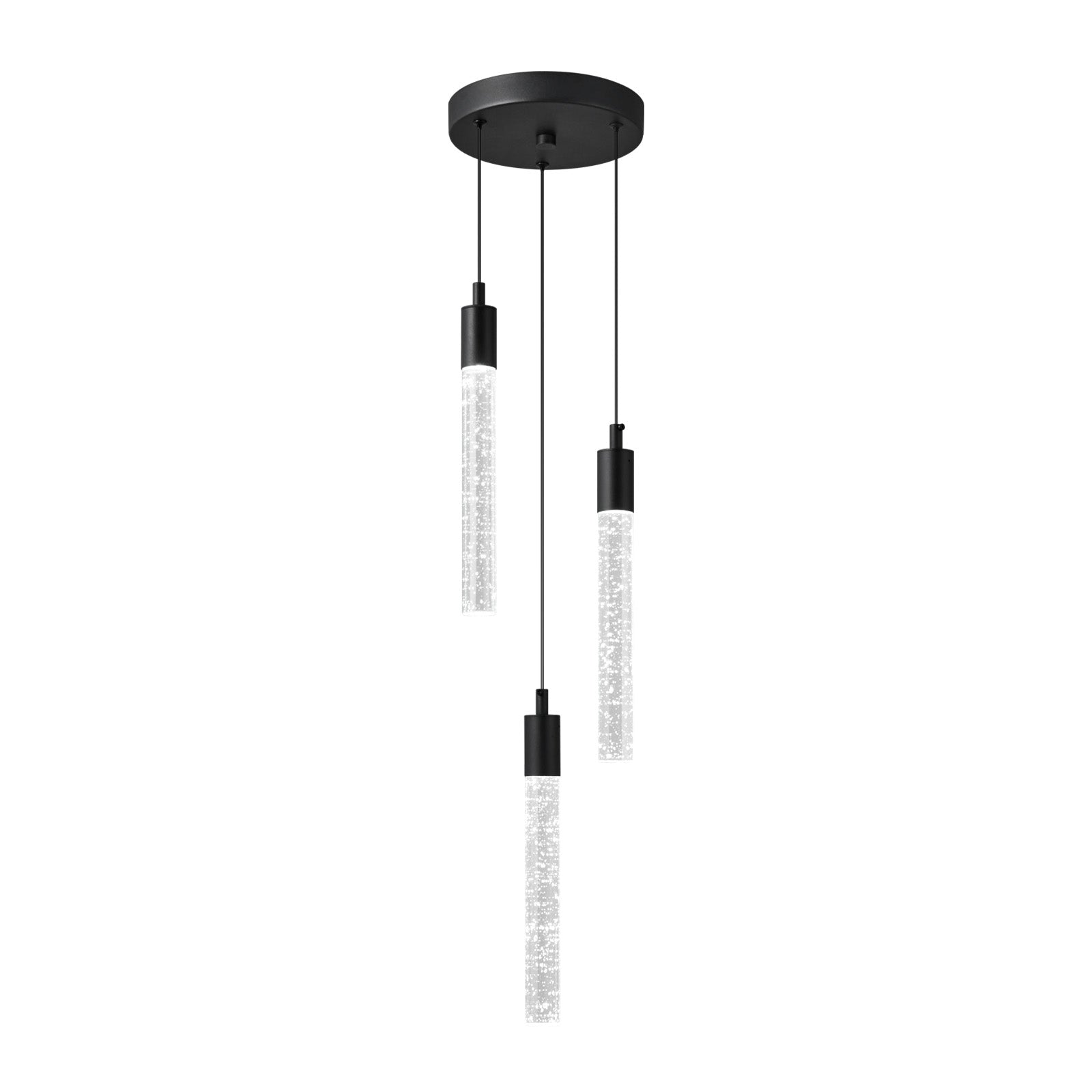 Modern Cylinder Bubble Linear Hanging Crystal LED Pendant Light