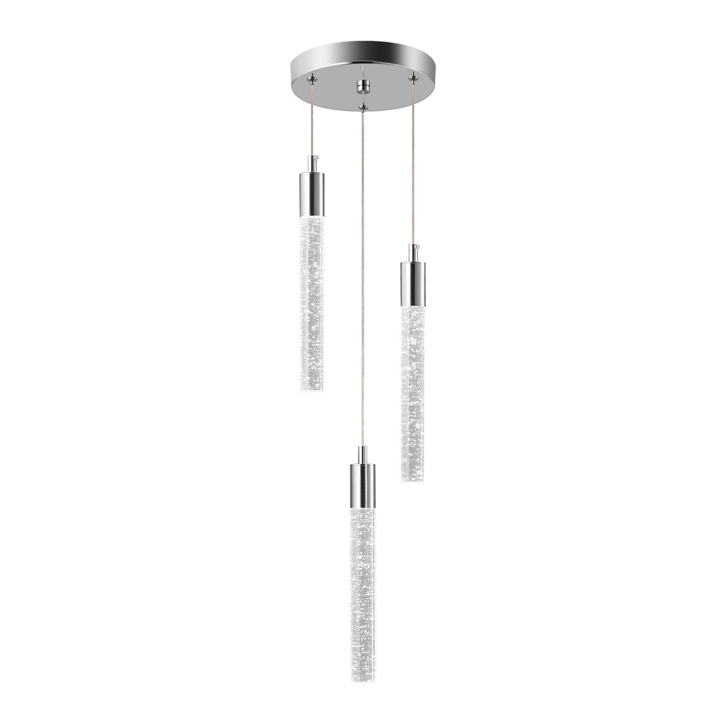 Modern Cylinder Bubble Linear Hanging Crystal LED Pendant Light
