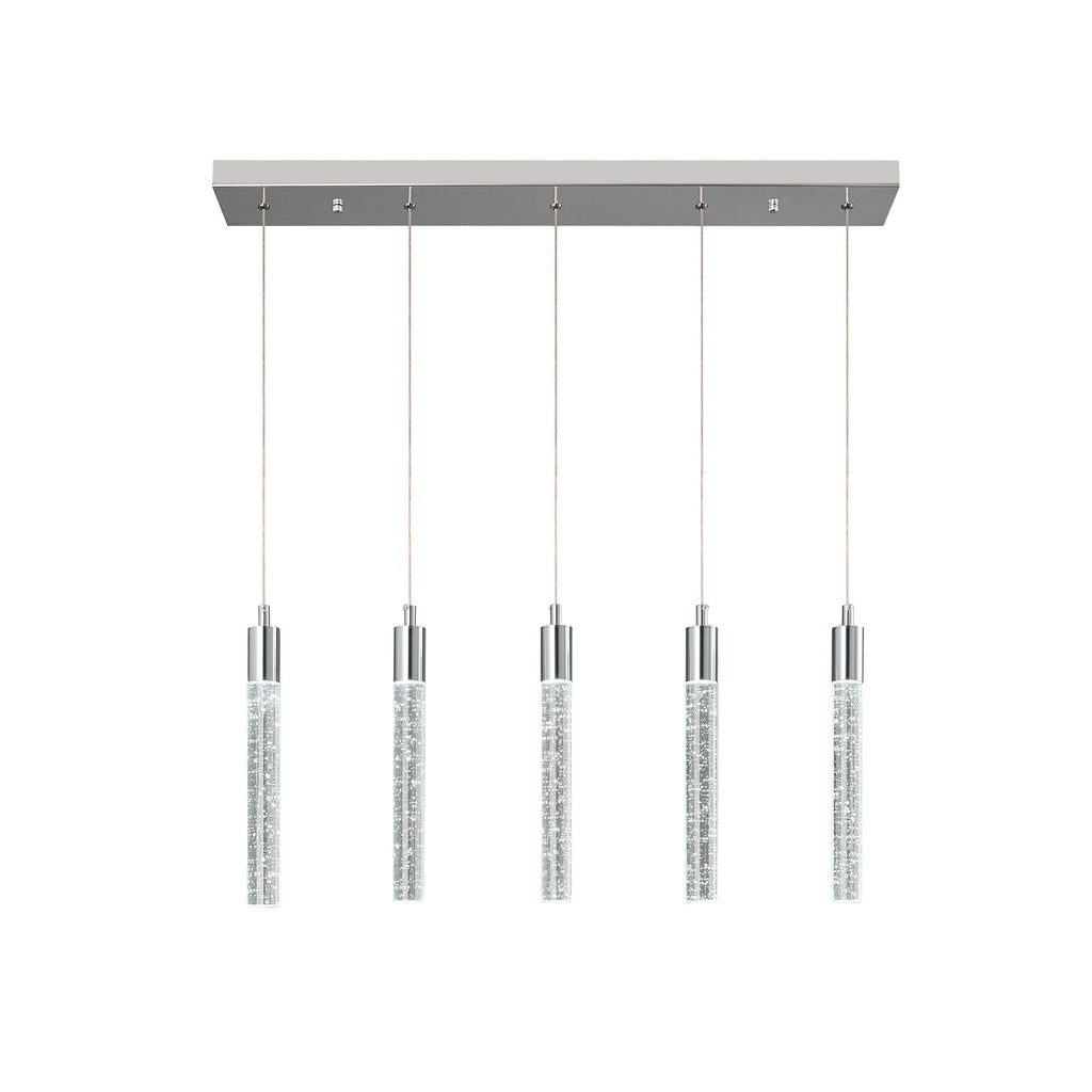 Modern Cylinder Bubble Linear Hanging Crystal LED Pendant Light