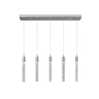 Modern Cylinder Bubble Linear Hanging Crystal LED Pendant Light