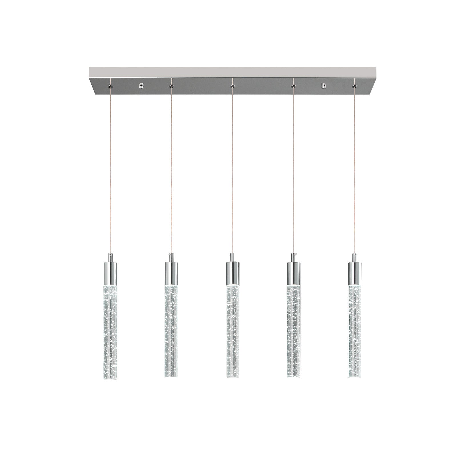 Modern Cylinder Bubble Linear Hanging Crystal LED Pendant Light