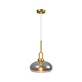 Minimalist Oval Shaped Glass Pendant Light with U-shaped Brass Handle