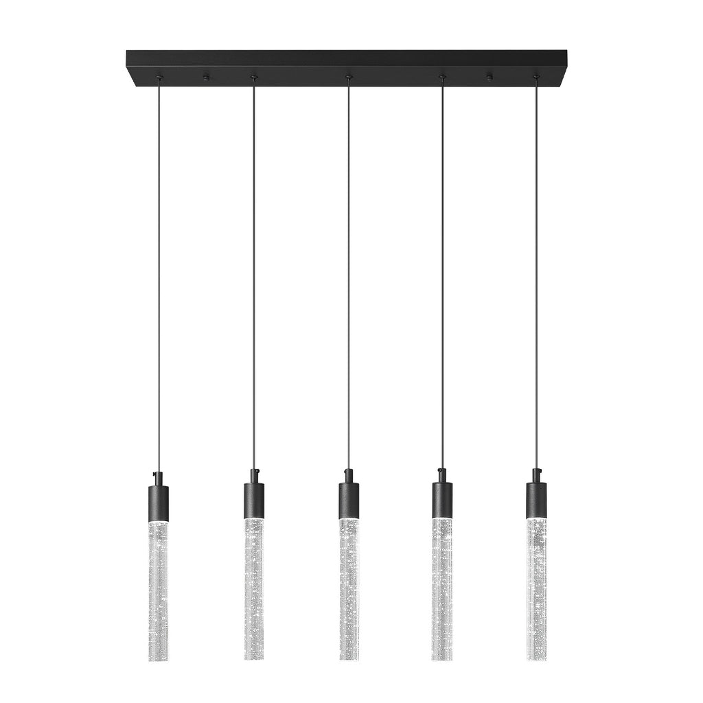 Modern Cylinder Bubble Linear Hanging Crystal LED Pendant Light