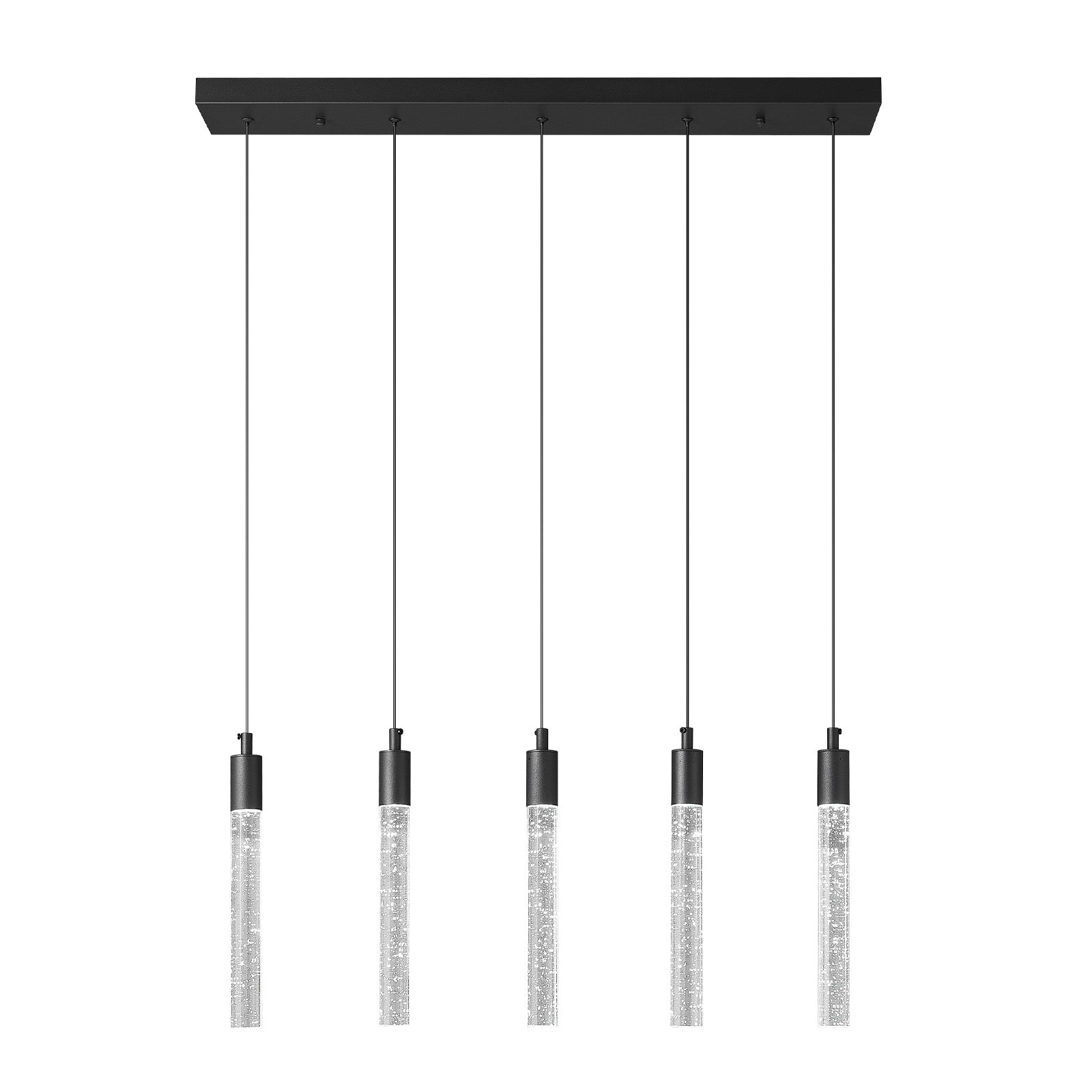 Modern Cylinder Bubble Linear Hanging Crystal LED Pendant Light