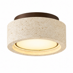 Modern Round Ring Travertine Flush Mount LED Ceiling Light