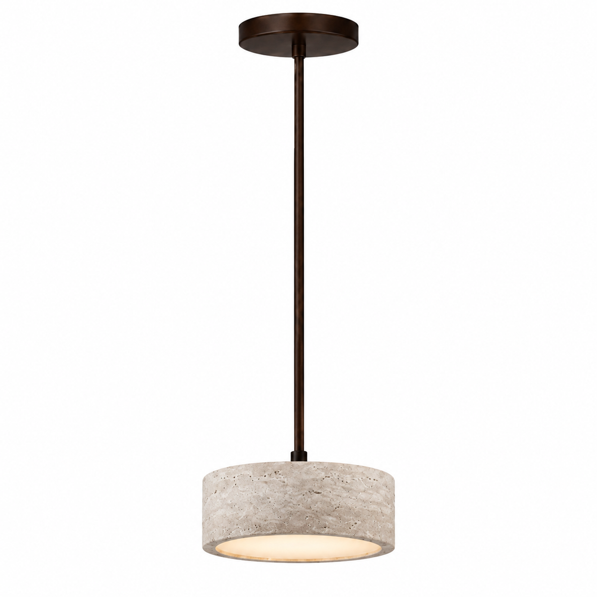 Modern Cylindrical & Drum Travertine LED Pendant Light