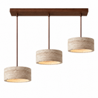 Modern Cylindrical & Drum Travertine LED Pendant Light