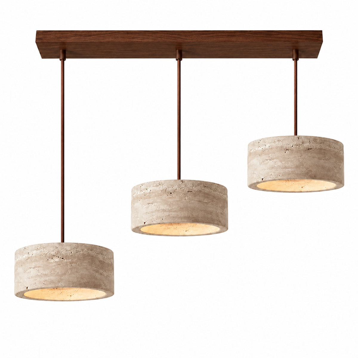 Modern Cylindrical & Drum Travertine LED Pendant Light