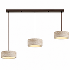 Modern Cylindrical & Drum Travertine LED Pendant Light