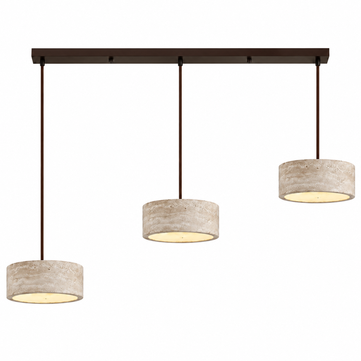 Modern Cylindrical & Drum Travertine LED Pendant Light