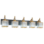 Transitional Luxury Square Prism Fluted Crystal Bathroom Vanity Light