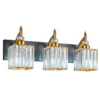 Transitional Luxury Square Prism Fluted Crystal Bathroom Vanity Light