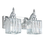 Transitional Luxury Square Prism Fluted Crystal Bathroom Vanity Light