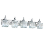 Transitional Luxury Square Prism Fluted Crystal Bathroom Vanity Light