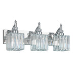 Transitional Luxury Square Prism Fluted Crystal Bathroom Vanity Light