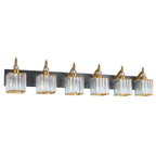 Transitional Luxury Square Prism Fluted Crystal Bathroom Vanity Light