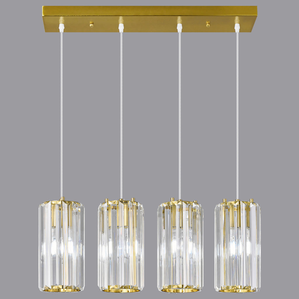 Minimalist Vertical Faceted Crystal Cylinder Pendant Light