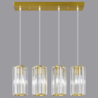 Minimalist Vertical Faceted Crystal Cylinder Pendant Light