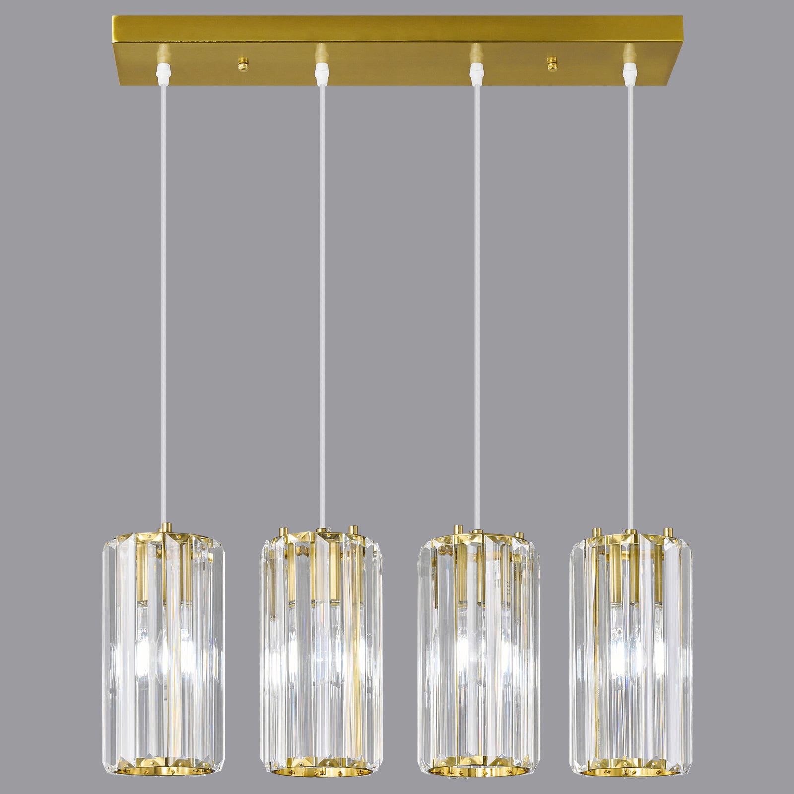 Minimalist Vertical Faceted Crystal Cylinder Pendant Light