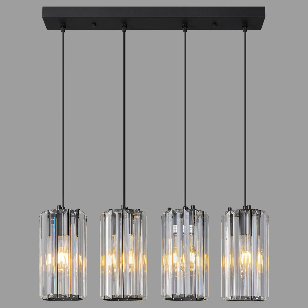 Minimalist Vertical Faceted Crystal Cylinder Pendant Light