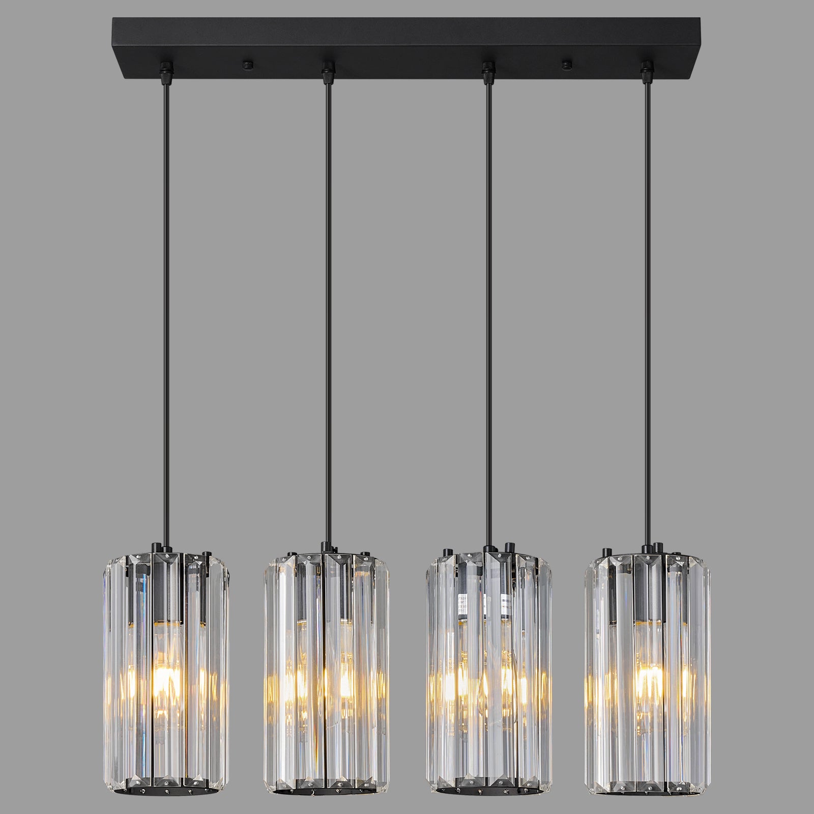 Minimalist Vertical Faceted Crystal Cylinder Pendant Light