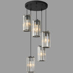 Minimalist Vertical Faceted Crystal Cylinder Pendant Light