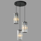 Minimalist Vertical Faceted Crystal Cylinder Pendant Light
