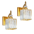 Transitional Luxury Square Prism Fluted Crystal Bathroom Vanity Light