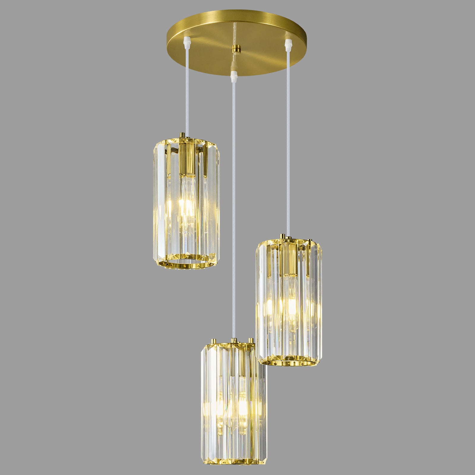 Minimalist Vertical Faceted Crystal Cylinder Pendant Light