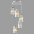 Minimalist Vertical Faceted Crystal Cylinder Pendant Light