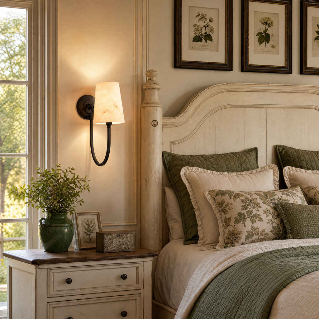 Curved Swan Arm Tapered Alabaster Sconce for Bedrooms