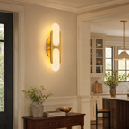 Sculptural Oval Alabaster Wall Sconce with H-Shaped Bracket