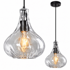 Modern Farmhouse Clear Teardrop Hammered Glass Pendant Light