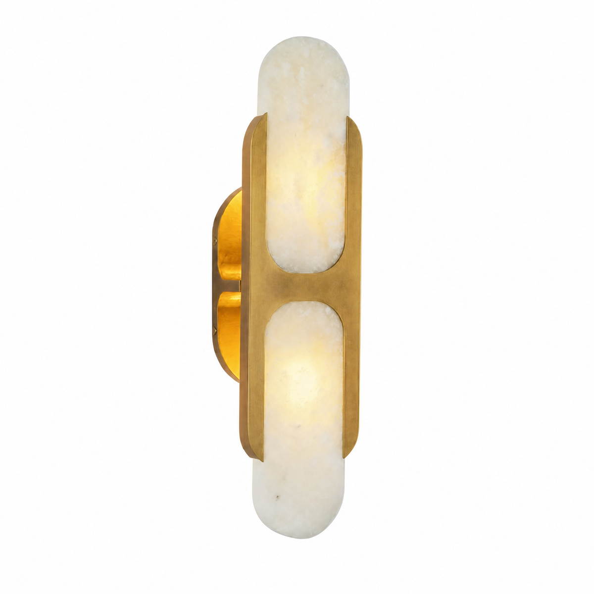 Sculptural Oval Alabaster Wall Sconce with H-Shaped Bracket