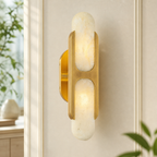 Sculptural Oval Alabaster Wall Sconce with H-Shaped Bracket